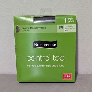 No Nonsense Control Top Pantyhose Sz Plus Off Black Reinforced Toe M44 Unopened